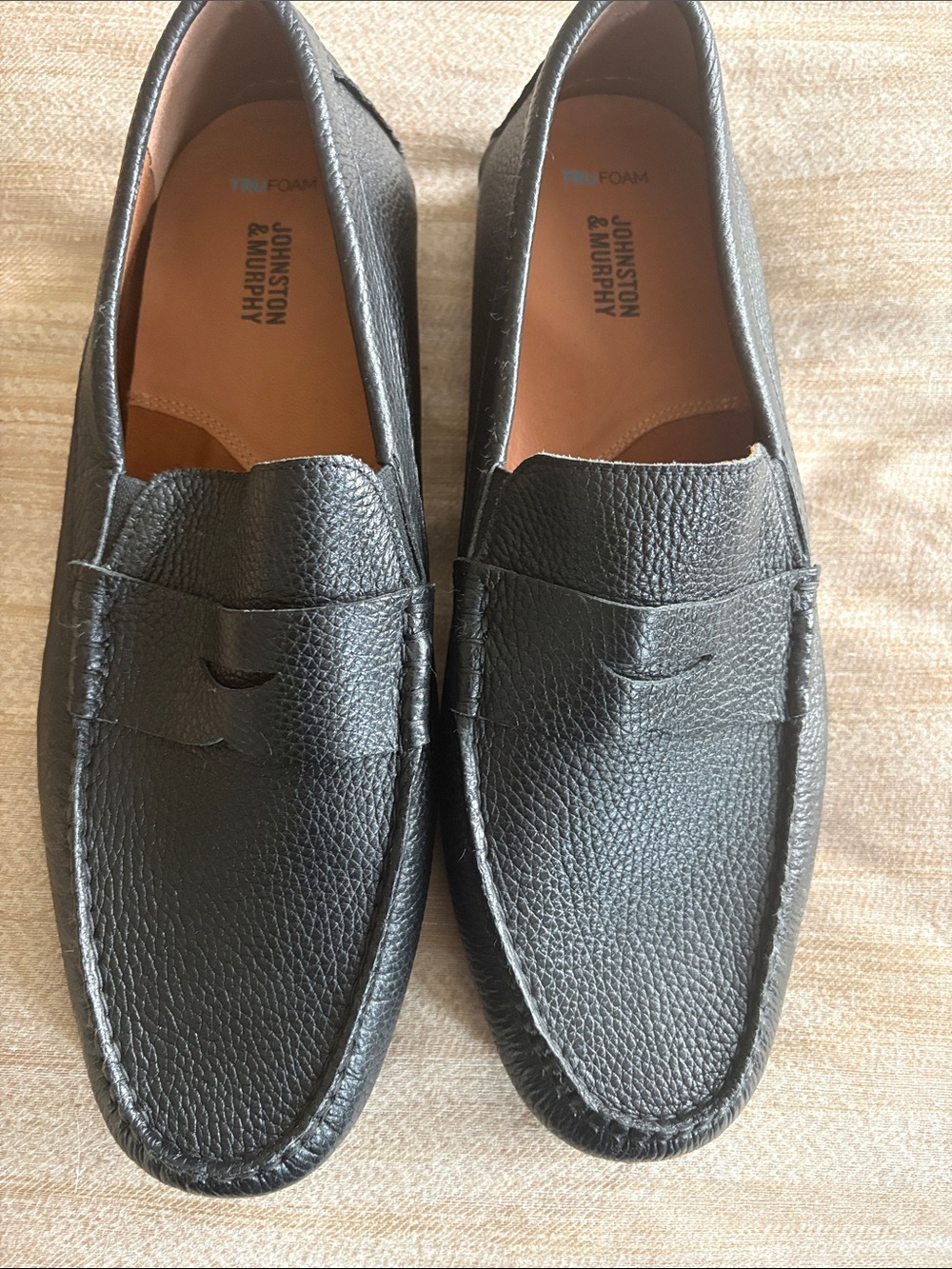 Johnston & Murphy Black Leather Penny Loafers